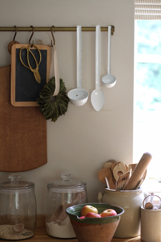 white enamel utensils