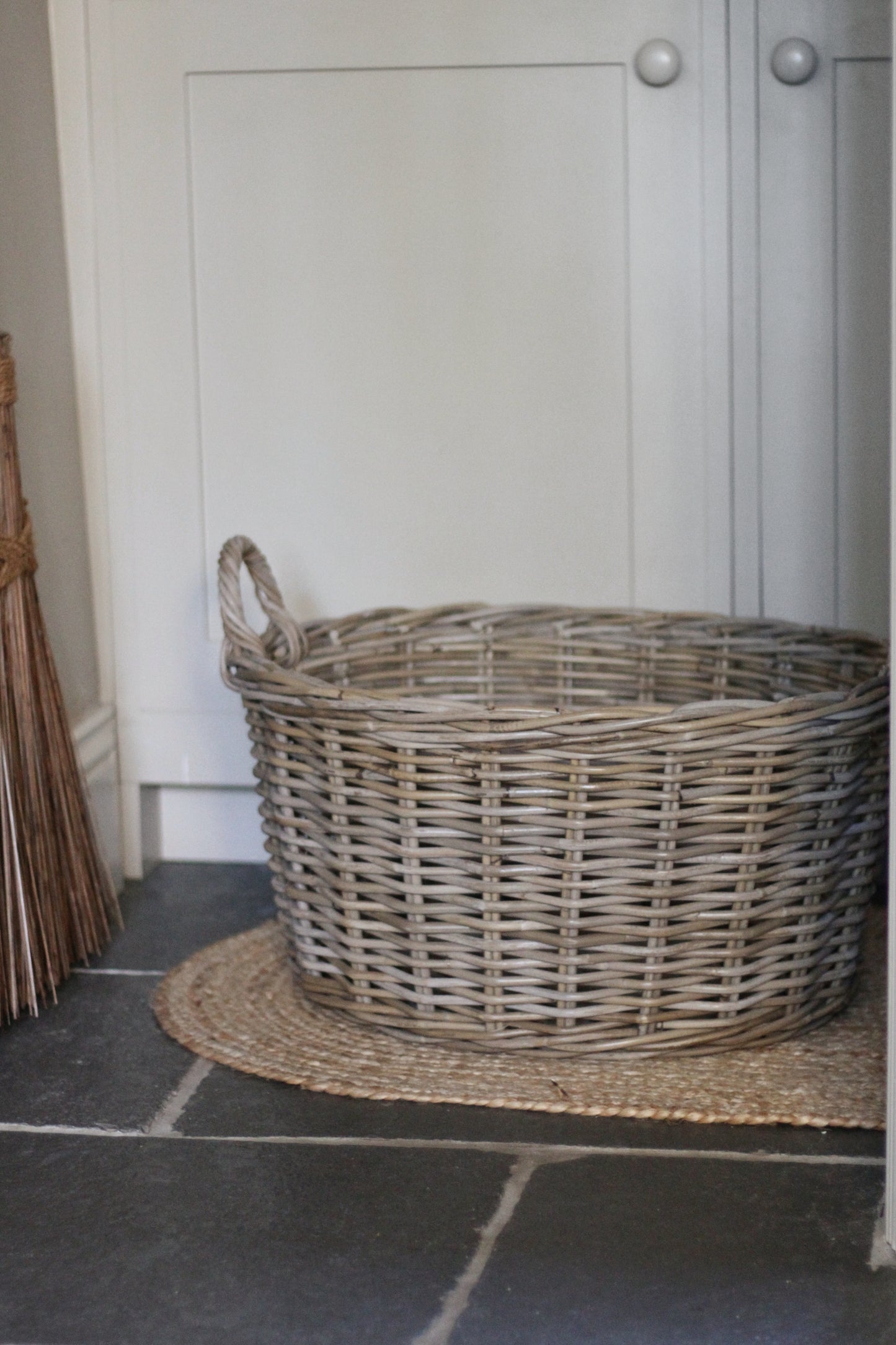 grey rattan laundry basket 