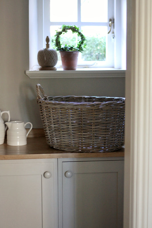 grey rattan laundry basket 