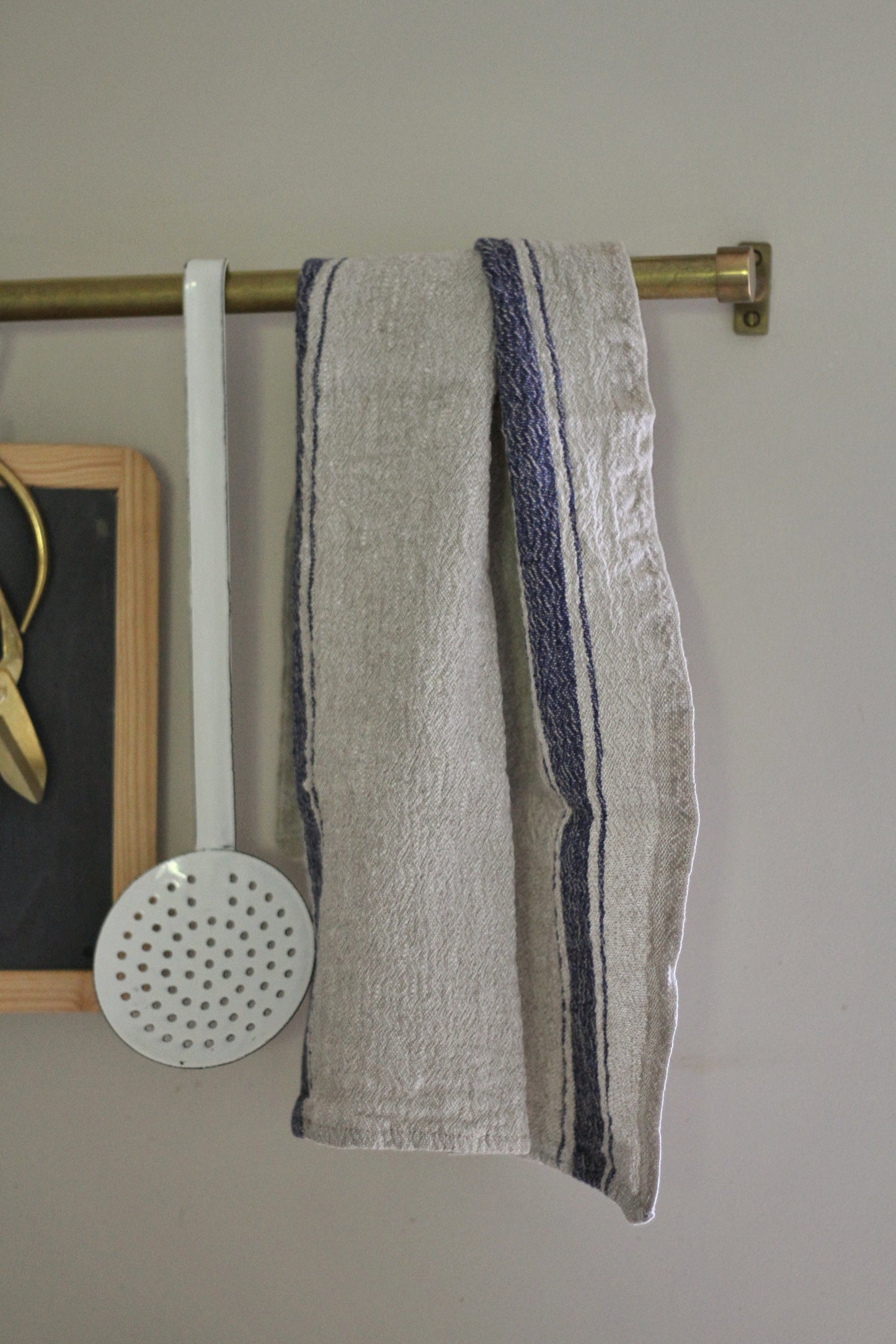 Rustic Linen Tea Towel - Blue