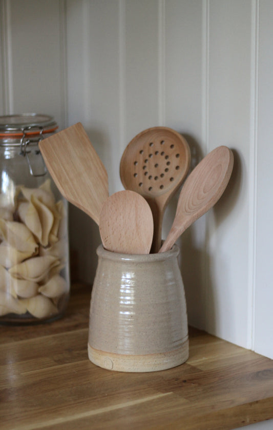 stoneware utensil pot