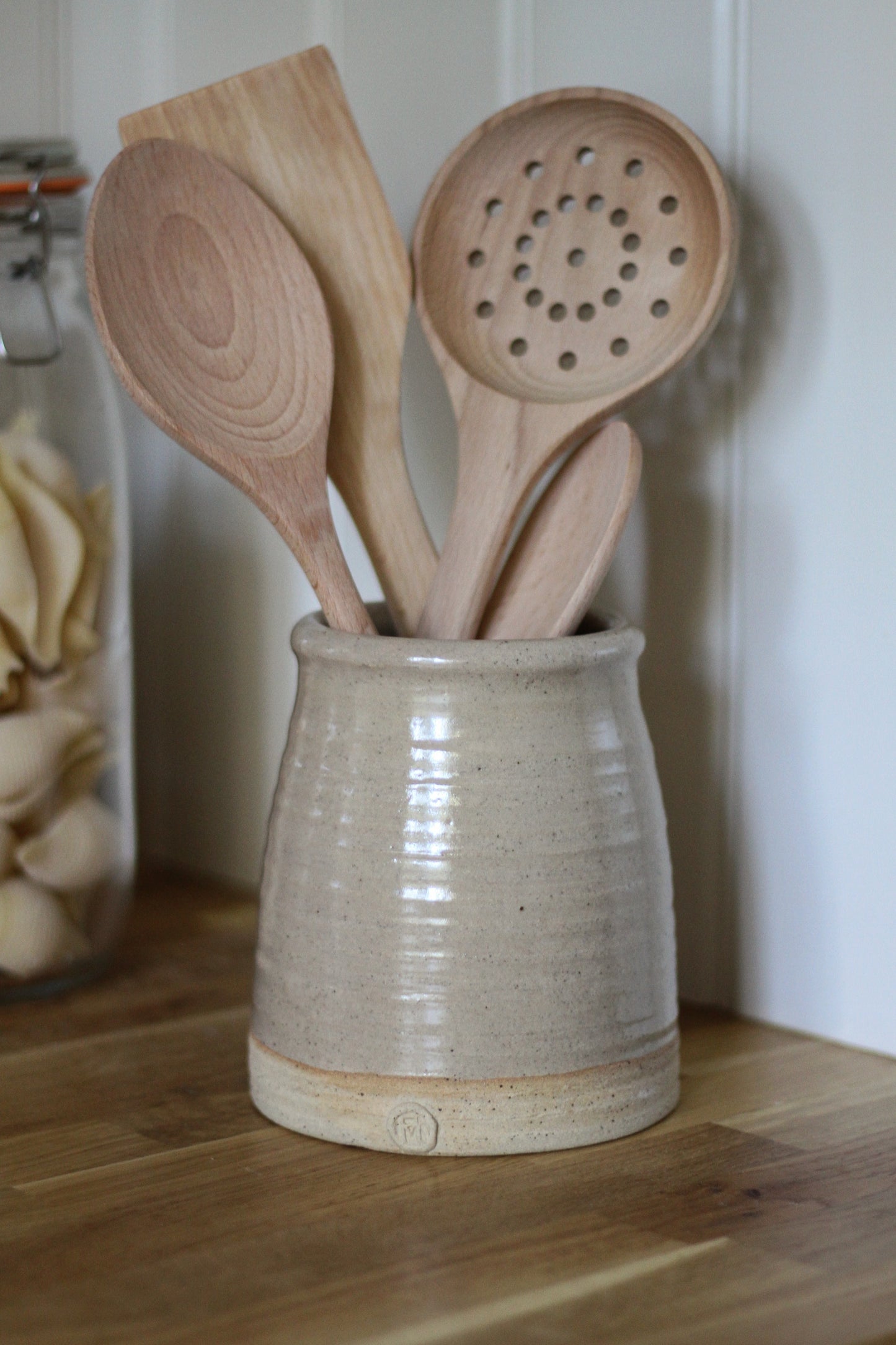 stoneware utensil pot