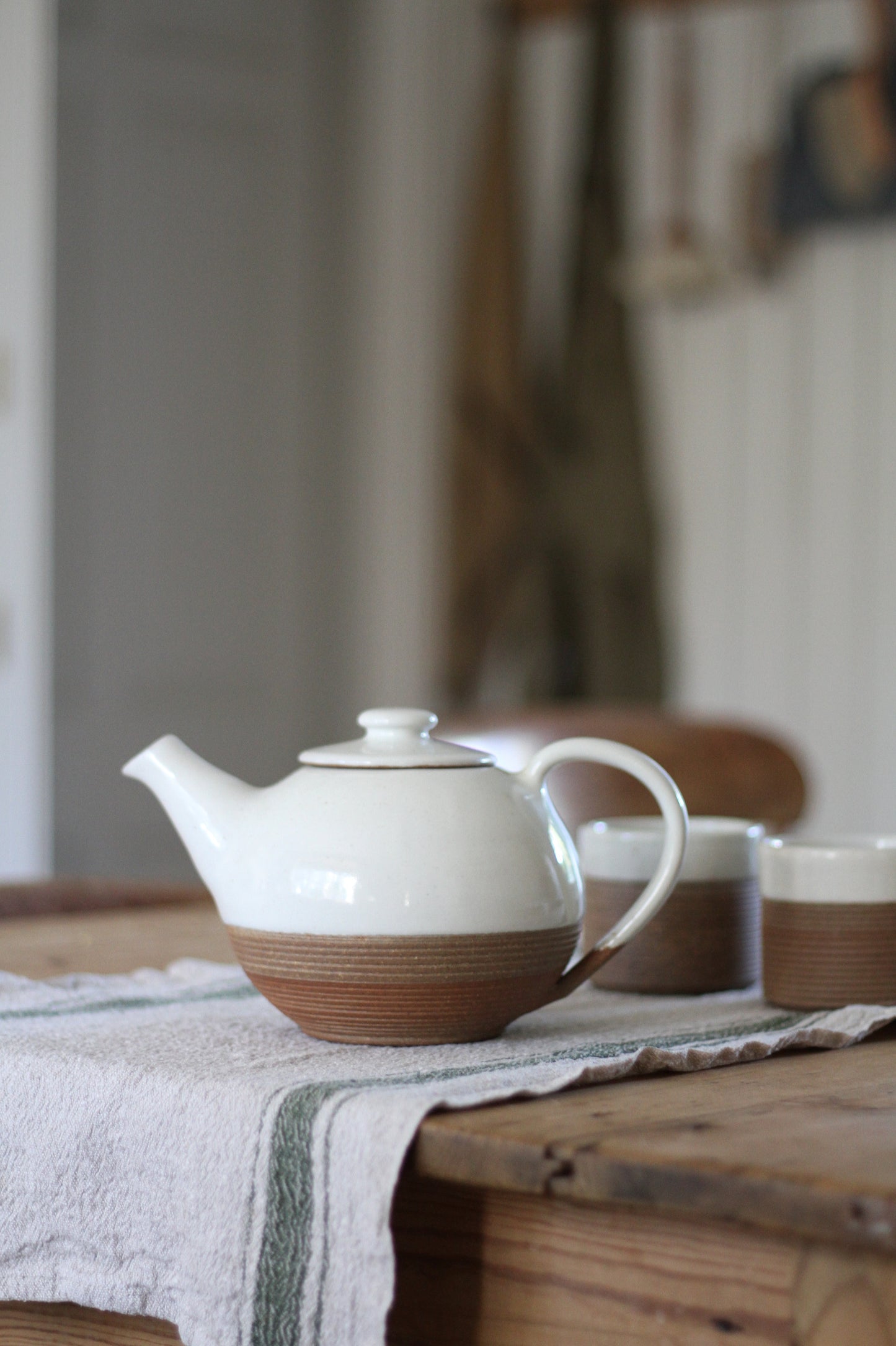 Handmade Ribbed Terracotta Tea Pot