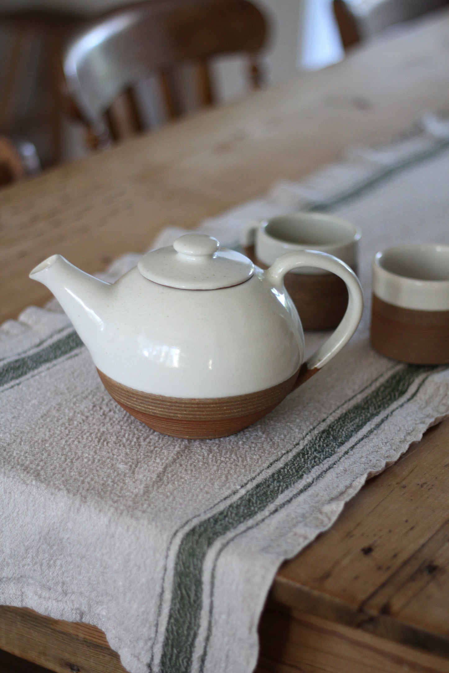 Handmade Ribbed Terracotta Tea Pot