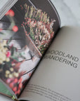 Open book with 'Woodland Wandering' title and nature-themed pages.