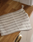 Linen  Tea Towel - Natural White Stripe