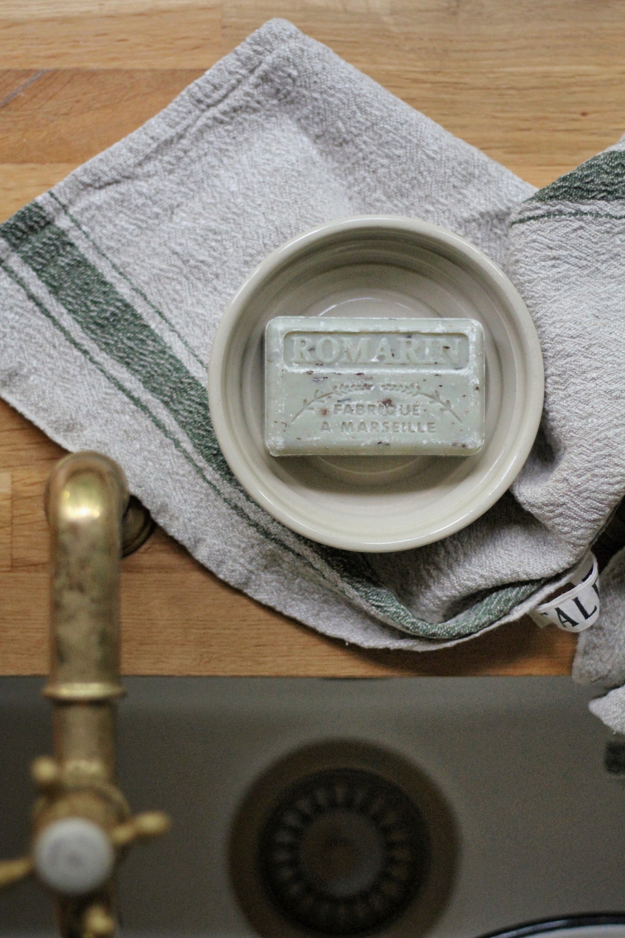 handmade off white stoneware soap dish