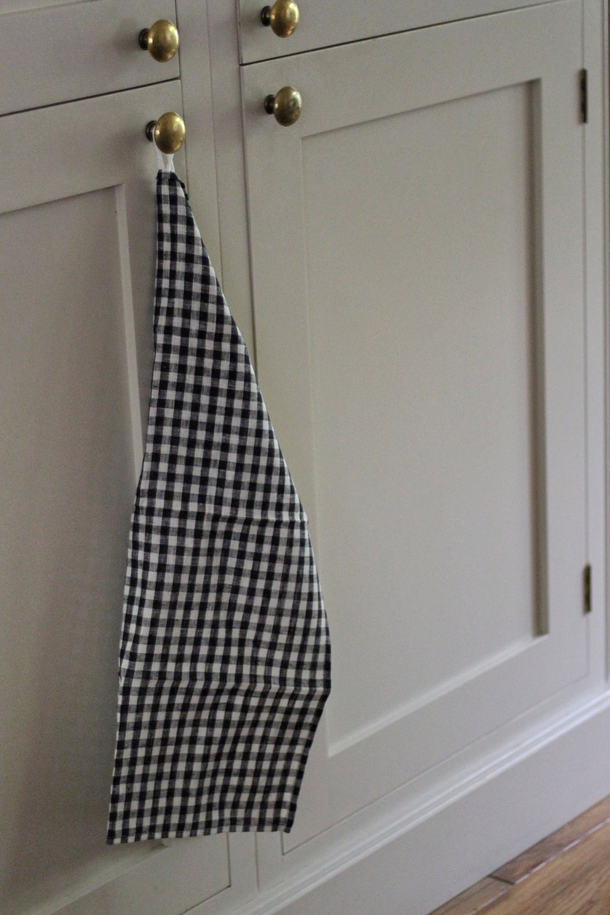 linen tea towel in a navy gingham