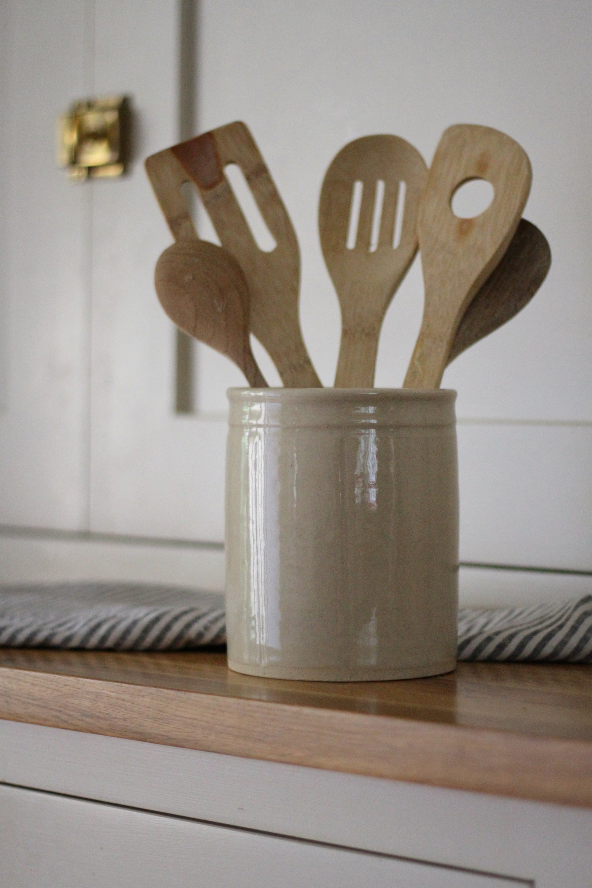handmade stoneware utensil pot 