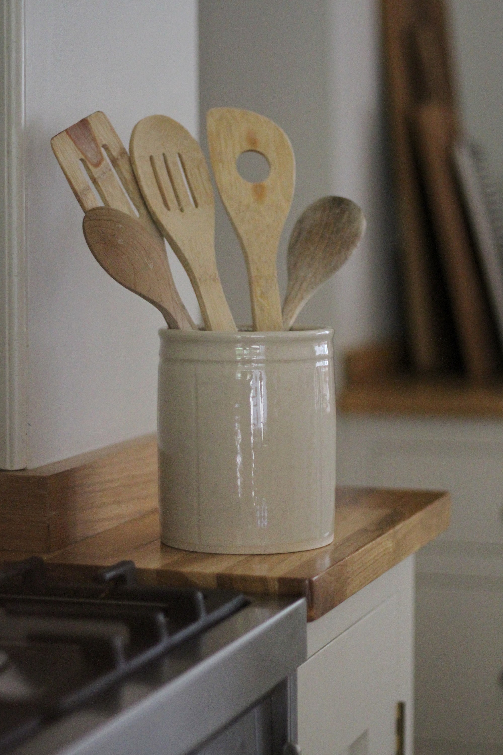 handmade stoneware utensil pot 
