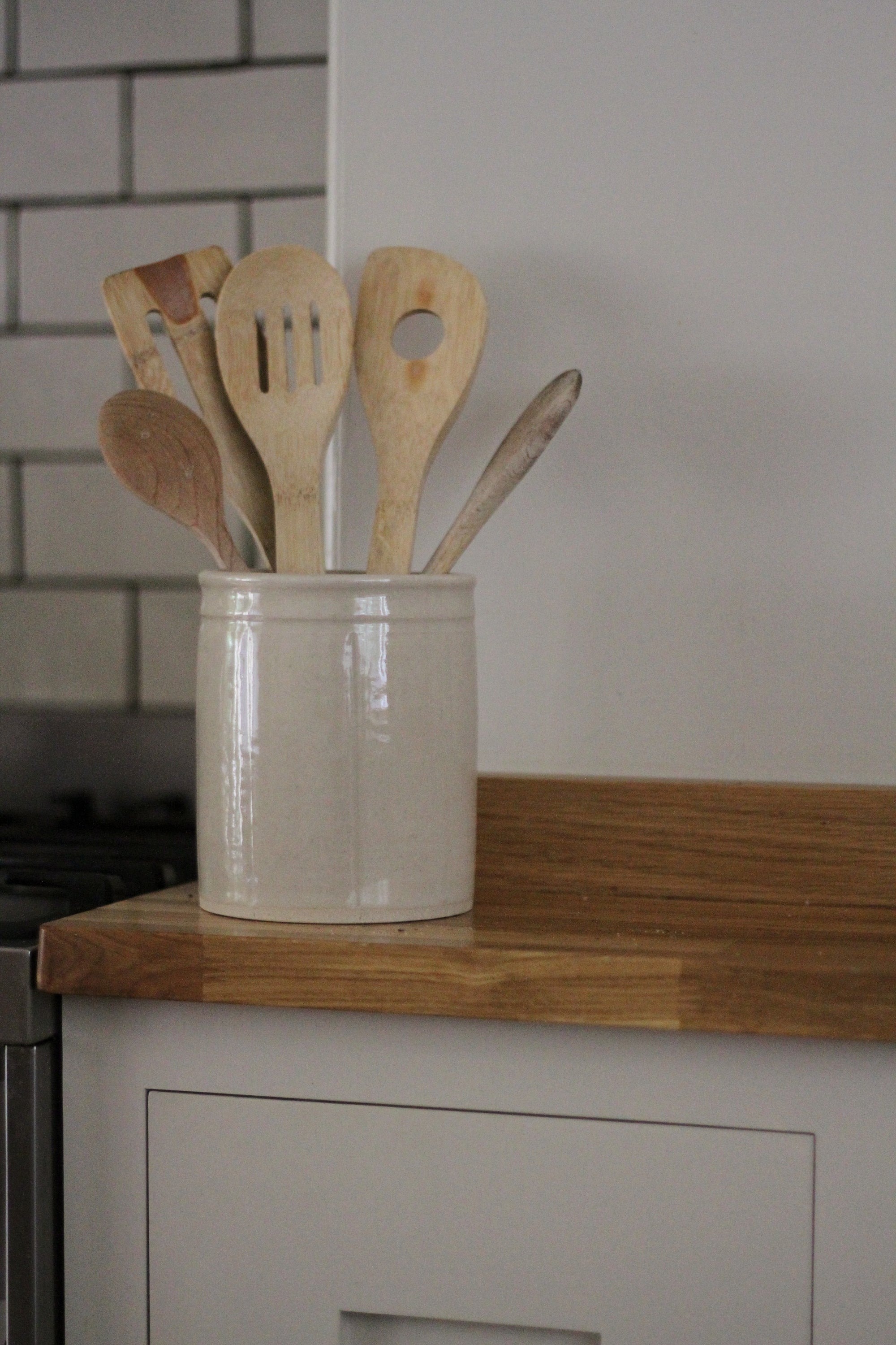 handmade stoneware utensil pot 