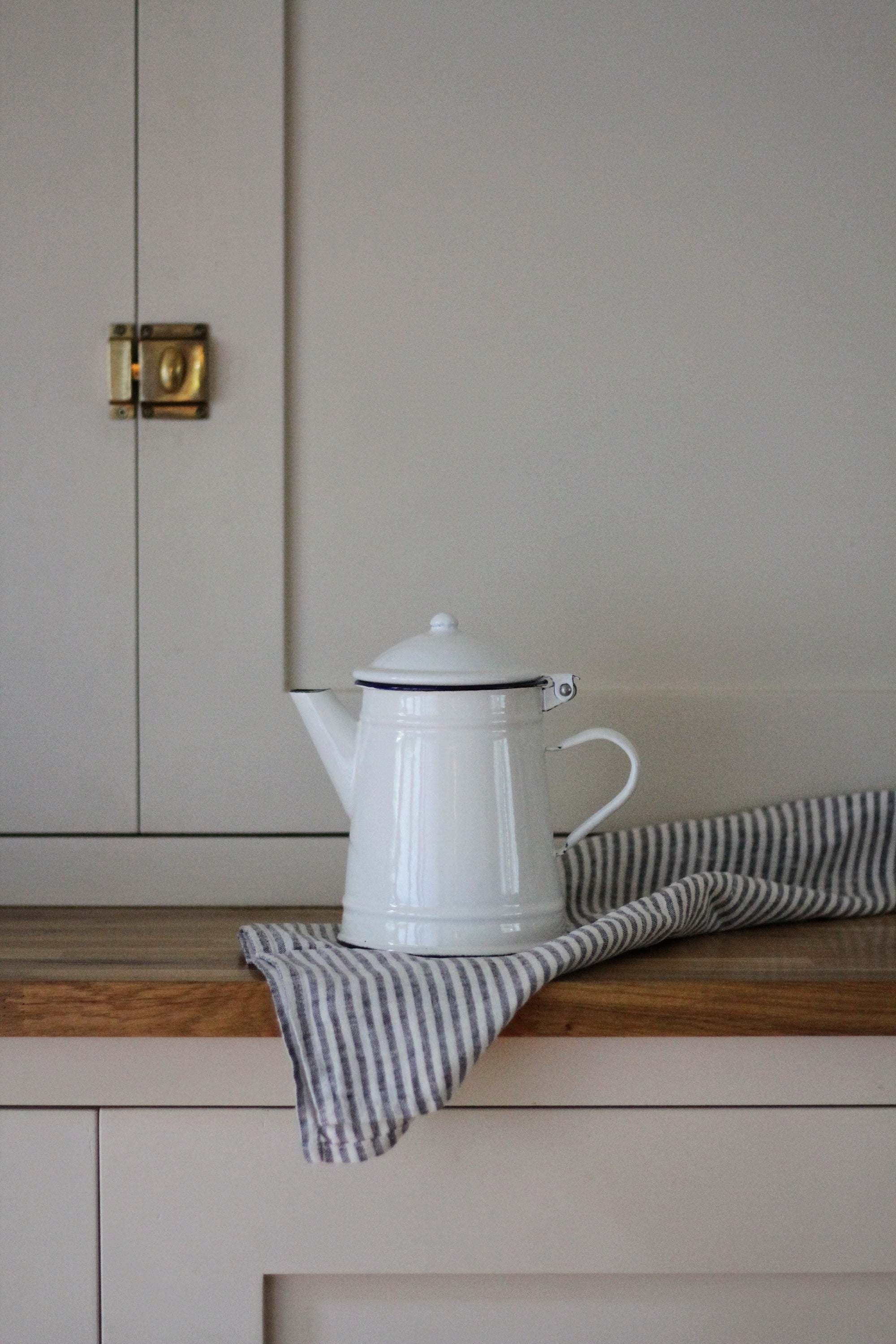 white enamel coffee  pot