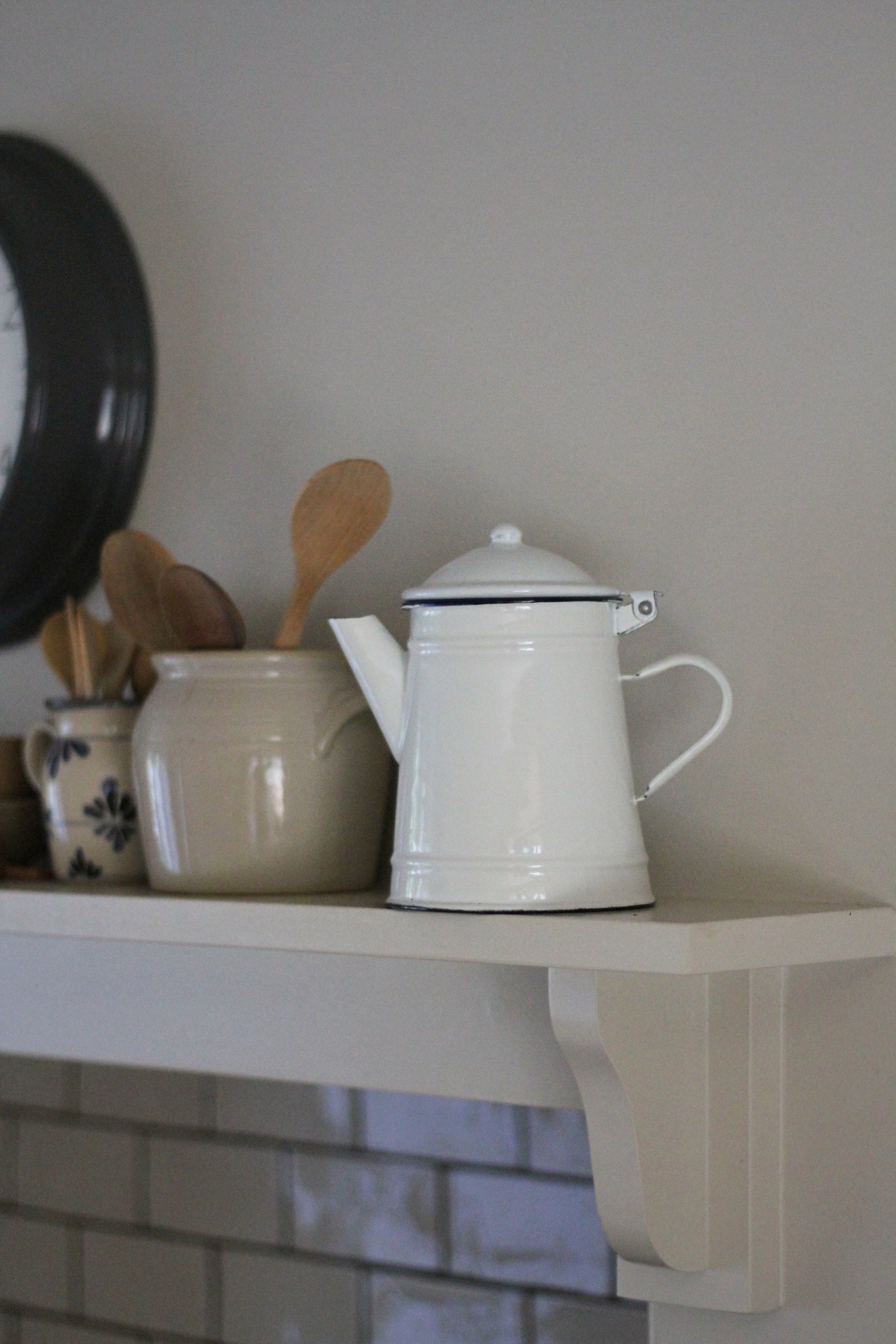 white enamel coffee  pot