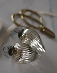ribbed silver cone shaped glass bauble 
