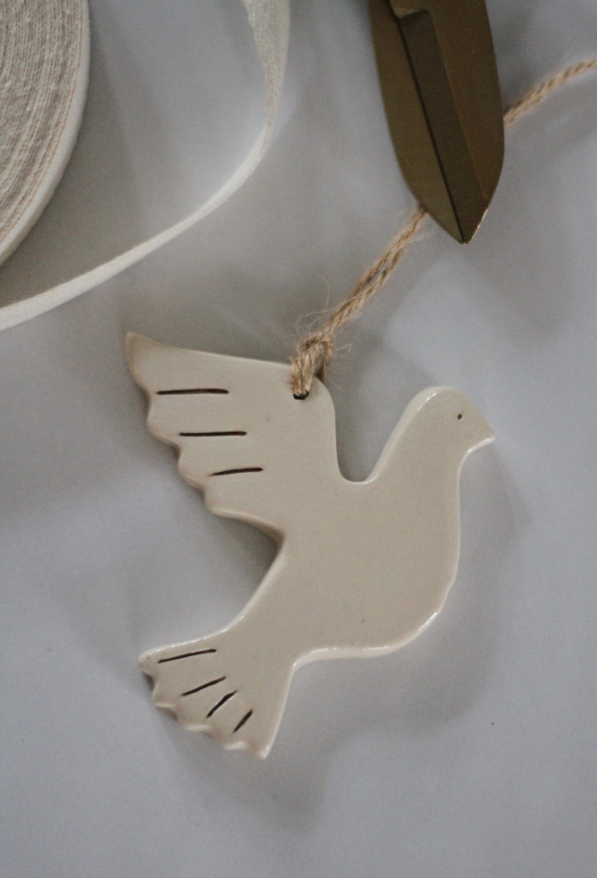 handmade ceramic turtle dove tree decoration 