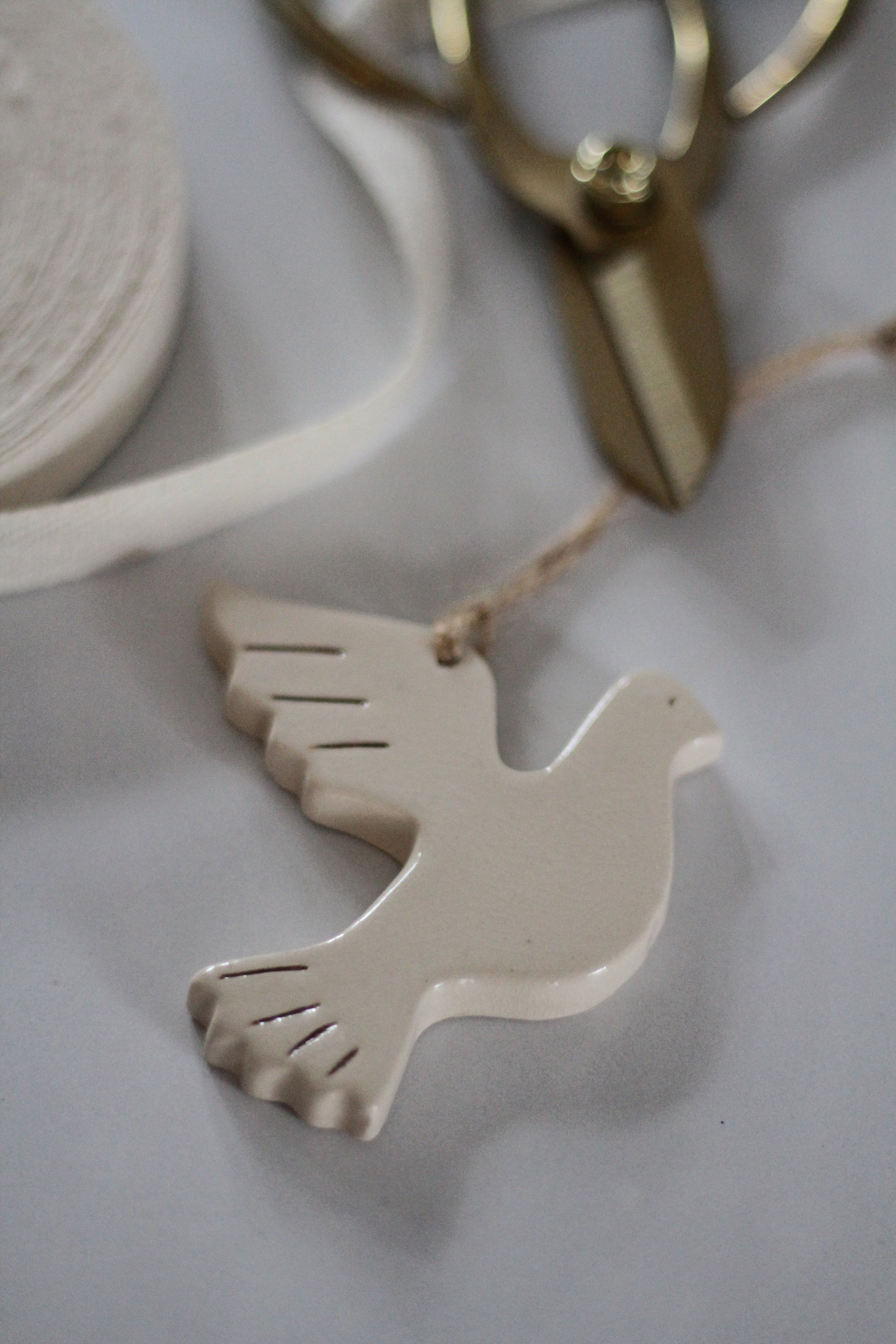 handmade ceramic turtle dove tree decoration 