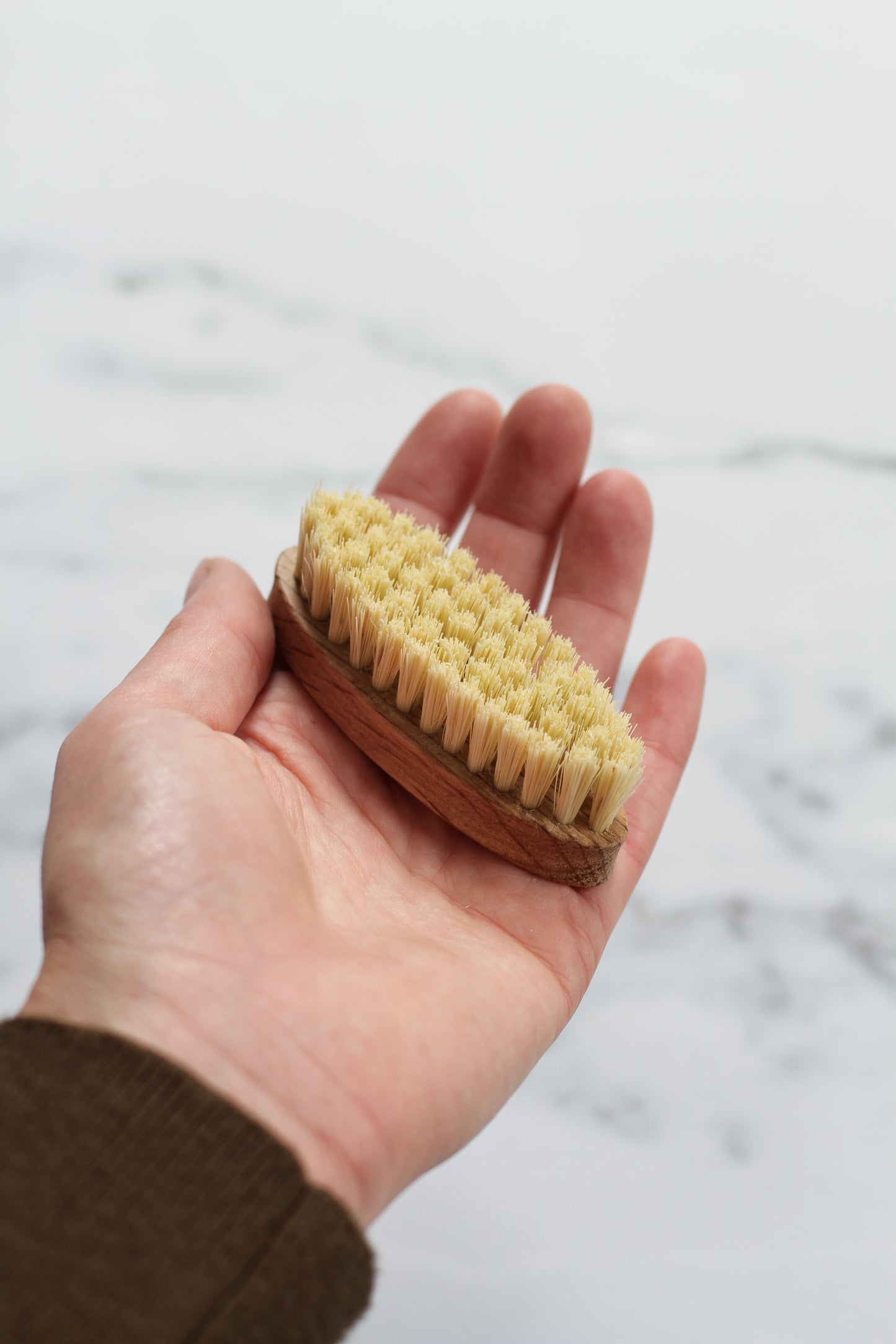 oval oak nail brush with natural bristle 