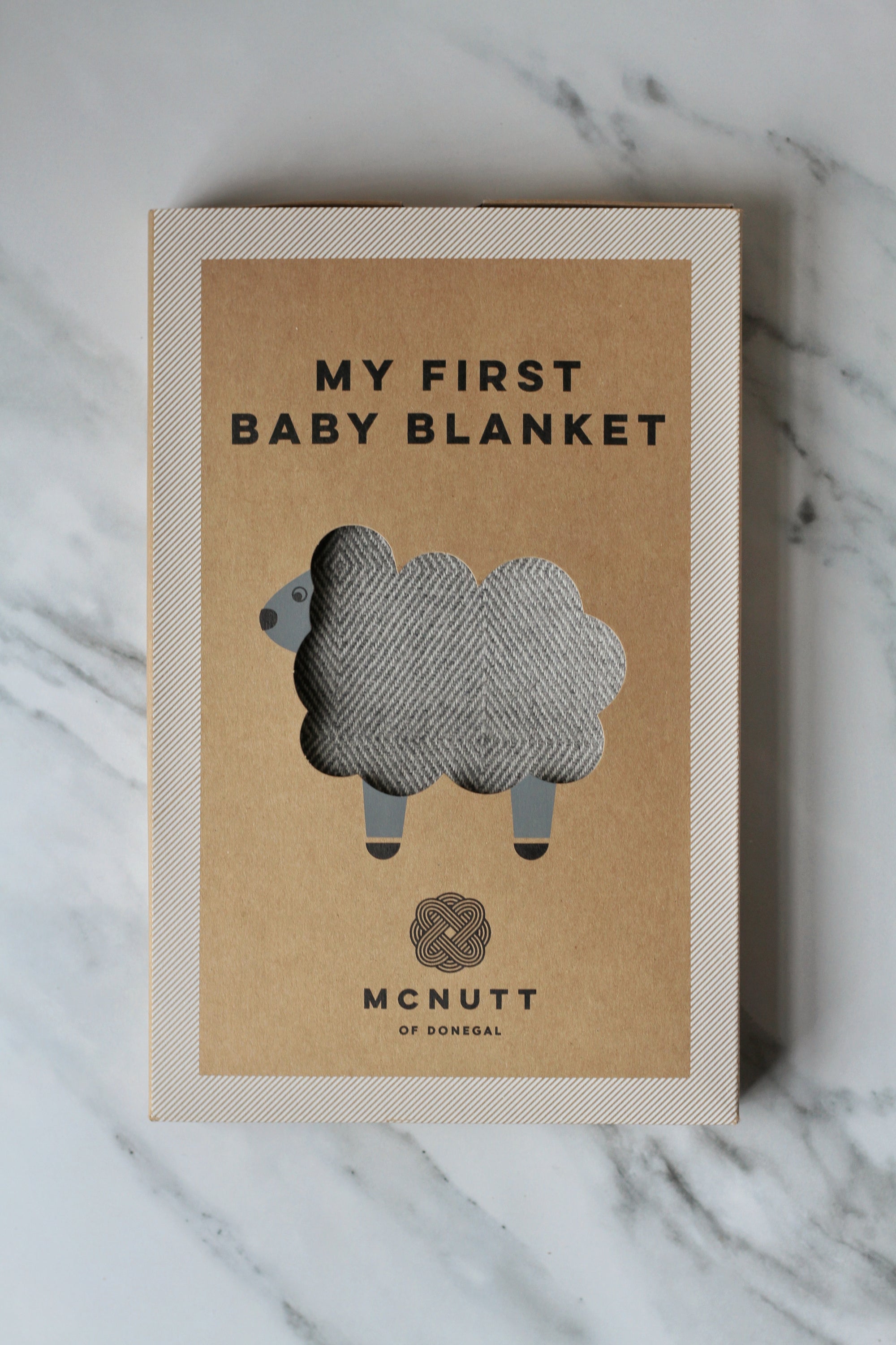 merino wool grey and yellow gift boxed baby blanket