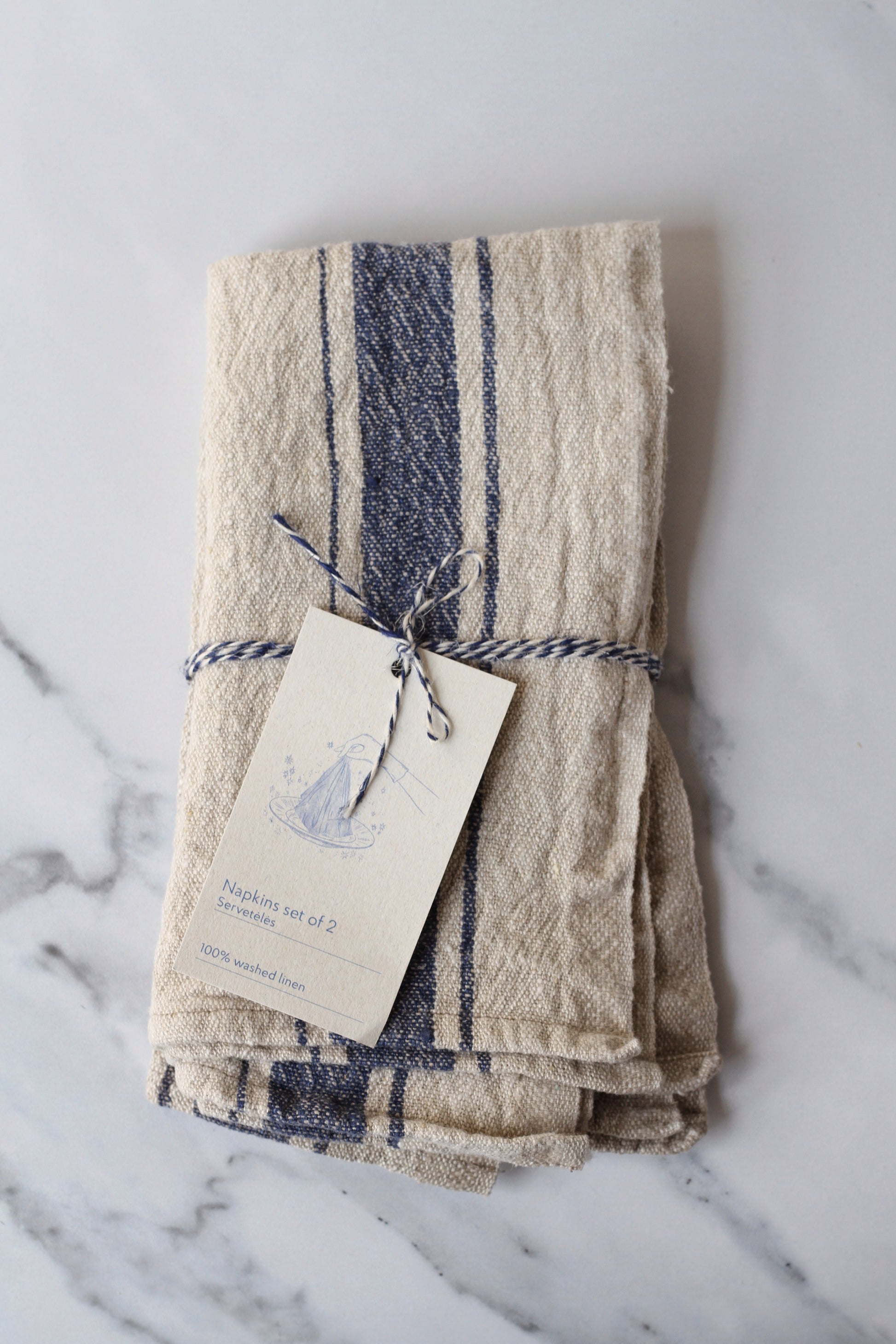 french style rustic linen napkin set of two