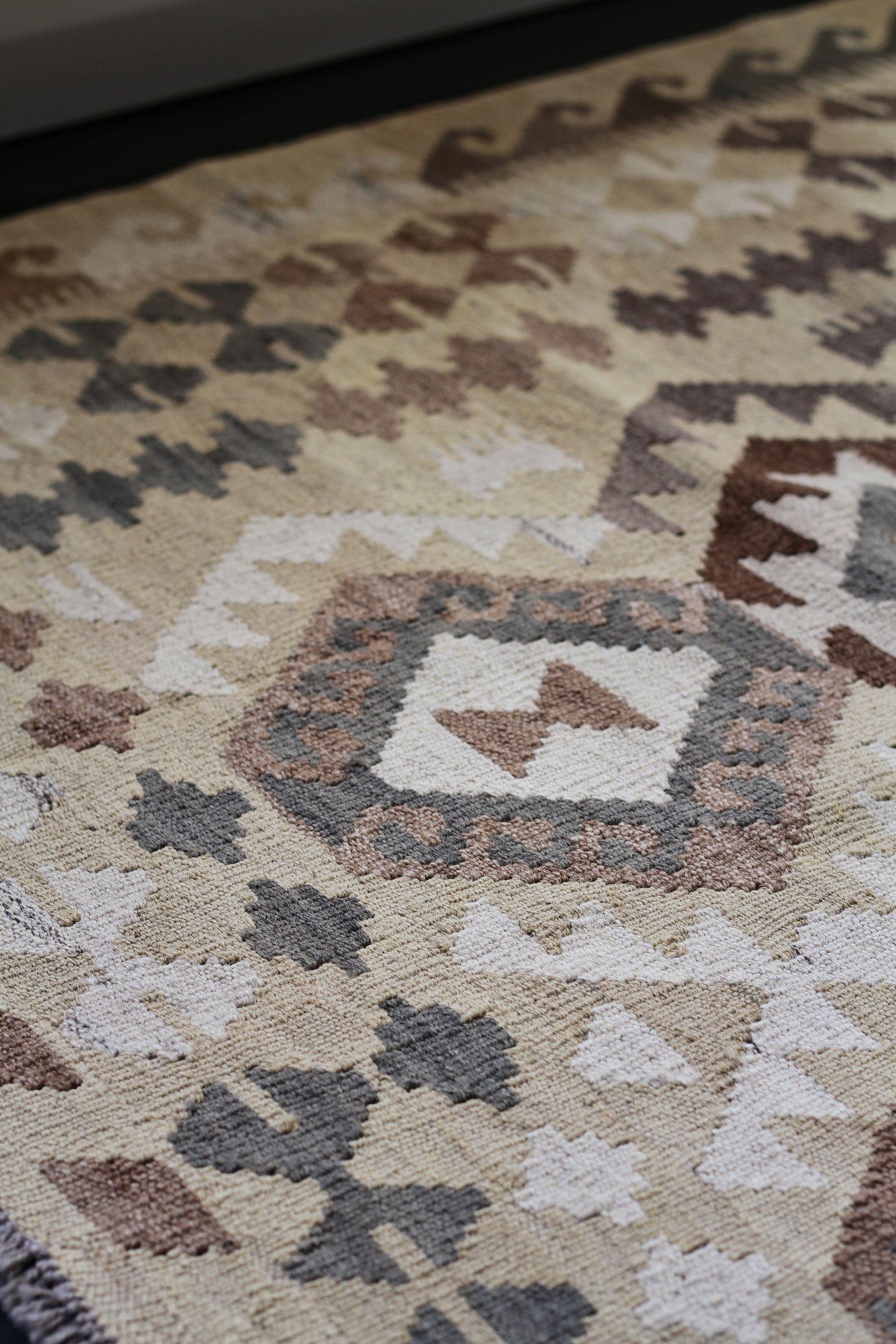 handmade kilim rug, brown colours 