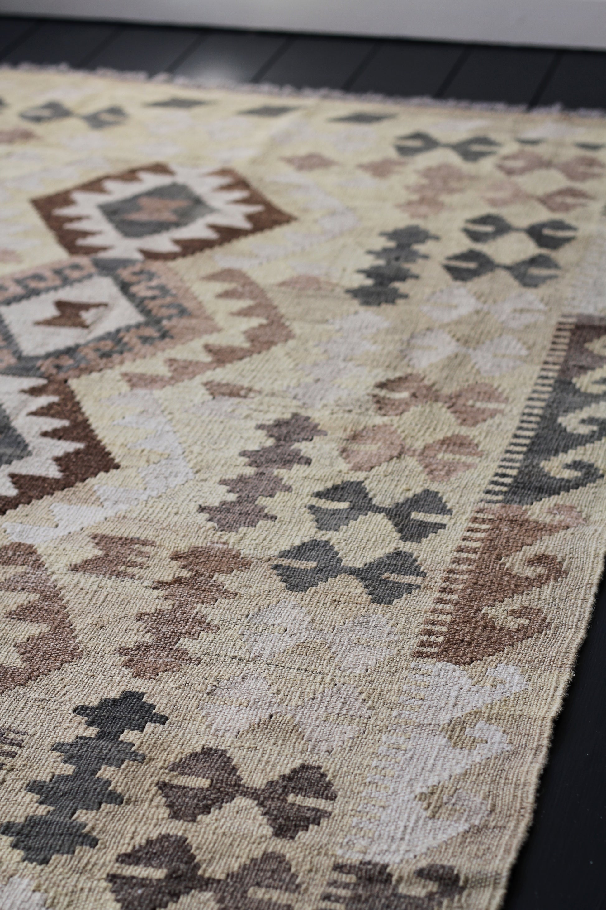 handmade kilim rug, brown colours 