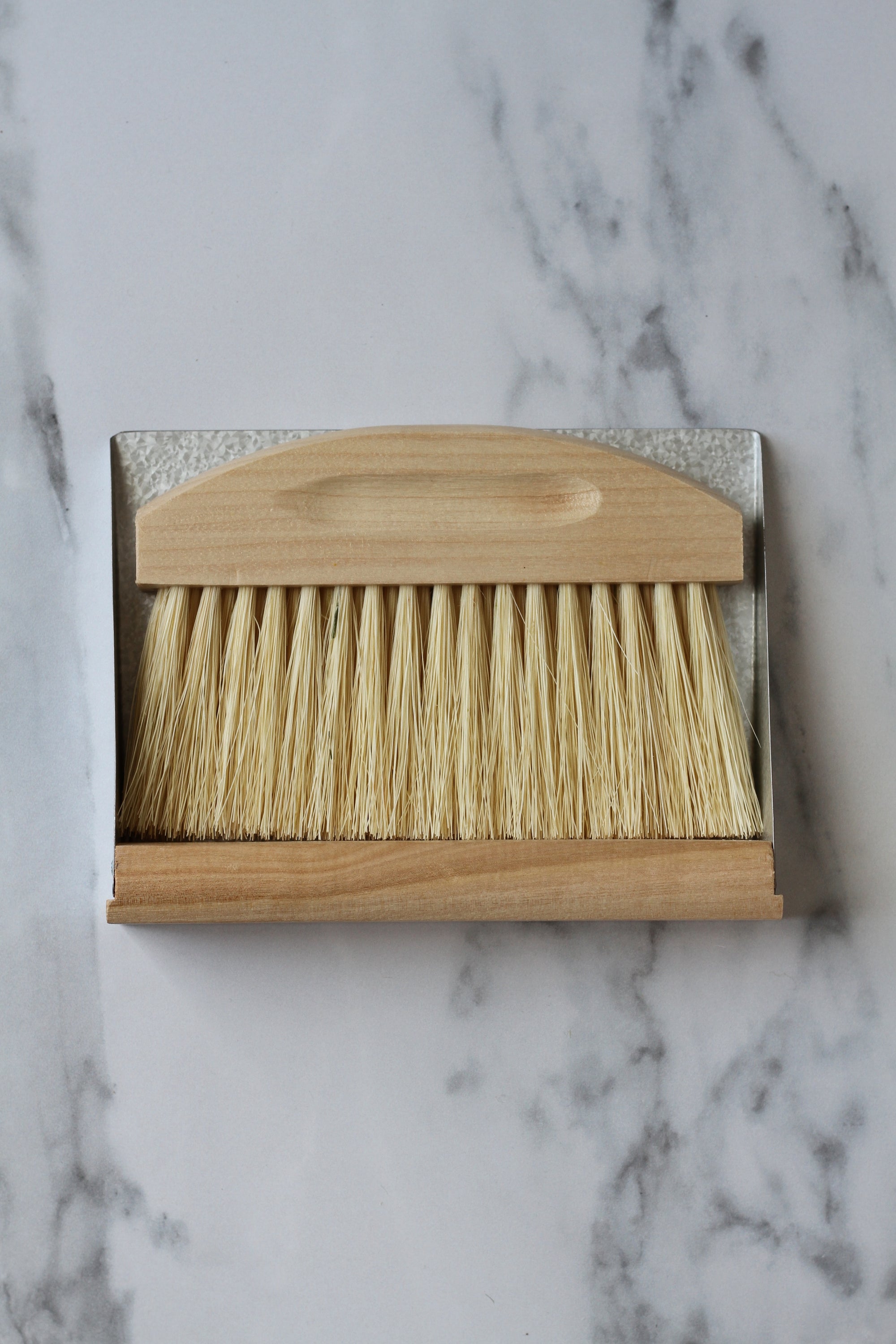 wood and metal table brush and pan set