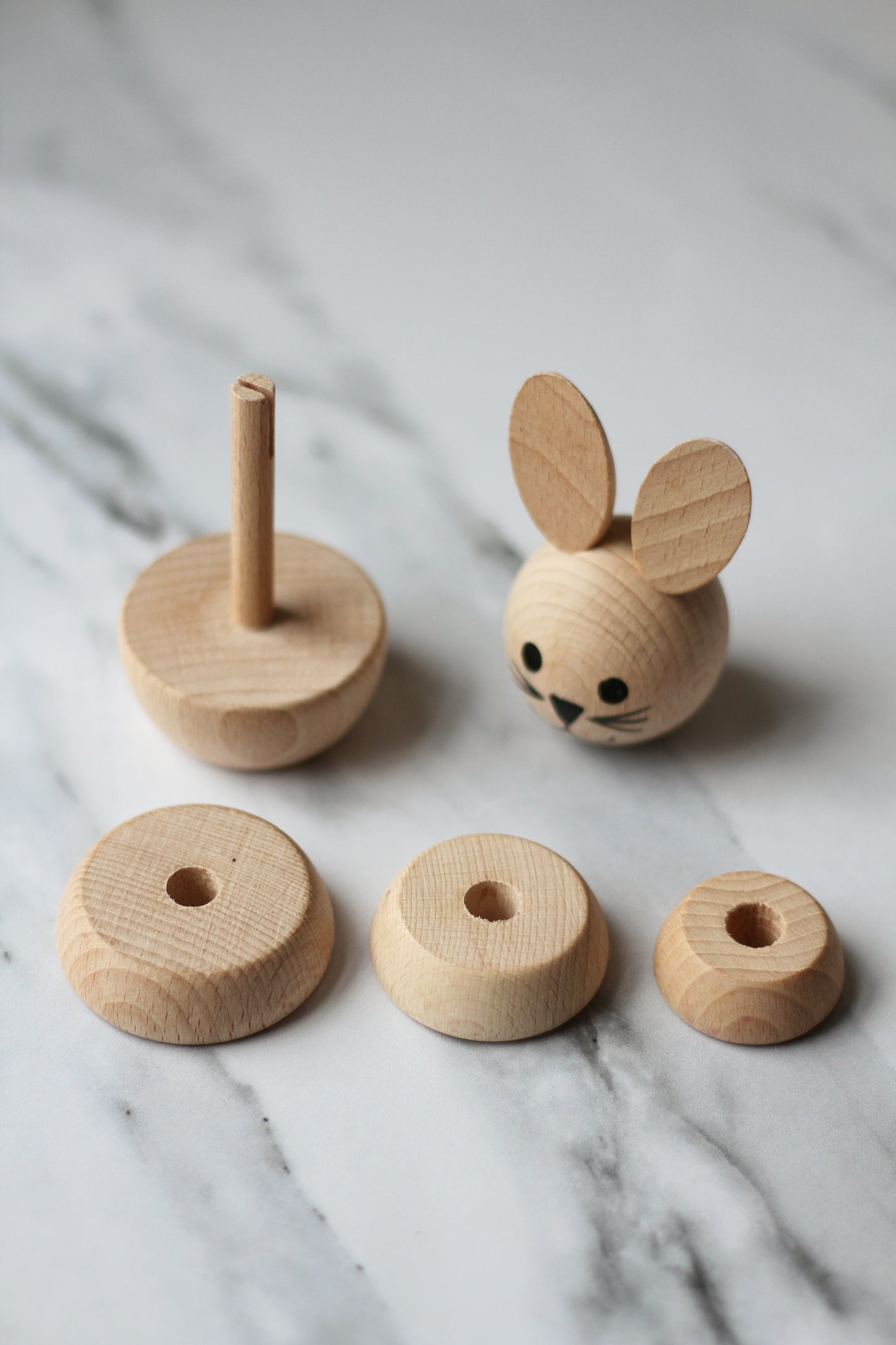 wooden bunny stacking toy