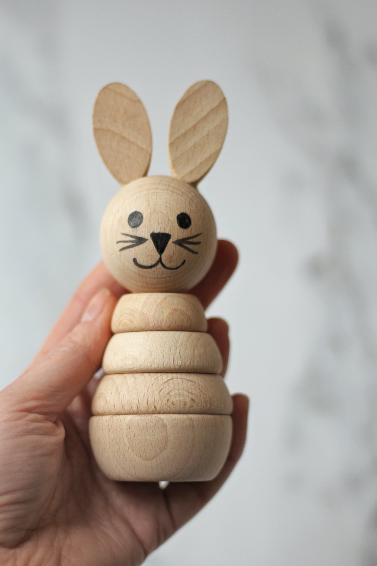wooden bunny stacking toy