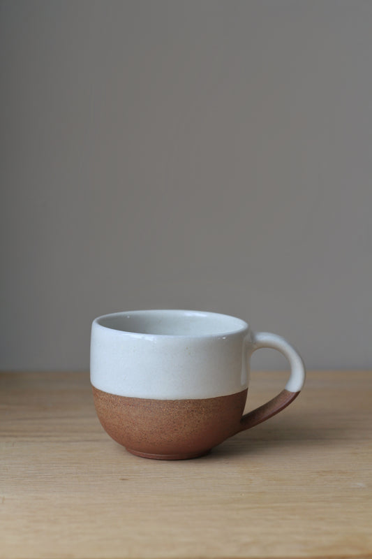 terracotta and white glazed mug handmade 