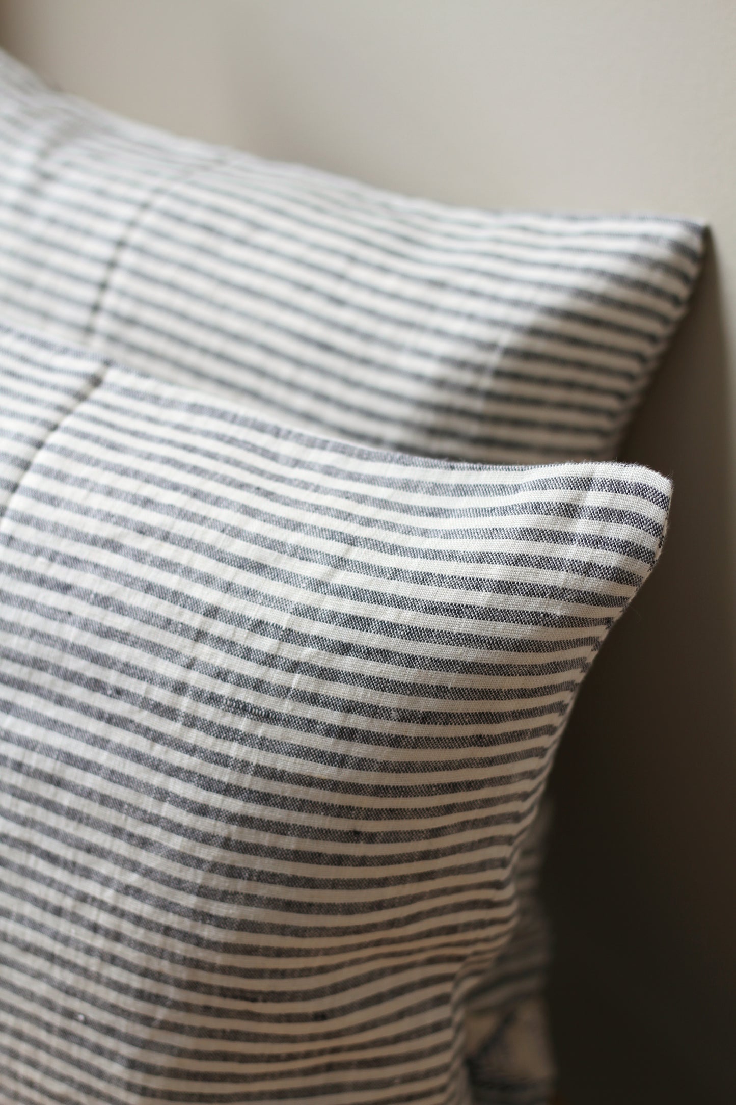 linen cushion cover fine black stripe