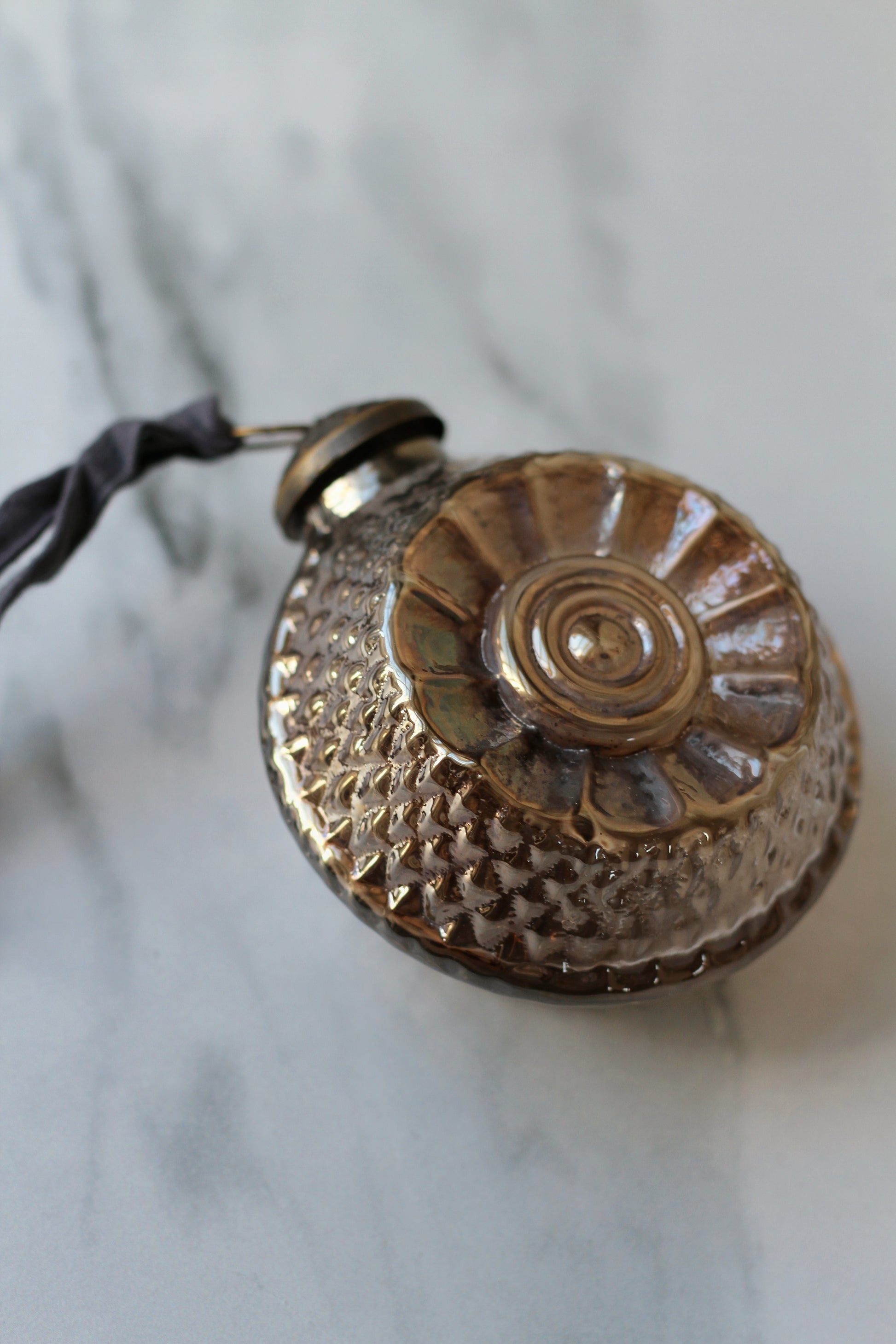 vintage style glass bauble, gold and grey
