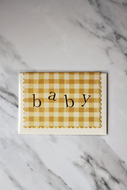 Mustard Gingham Baby Card