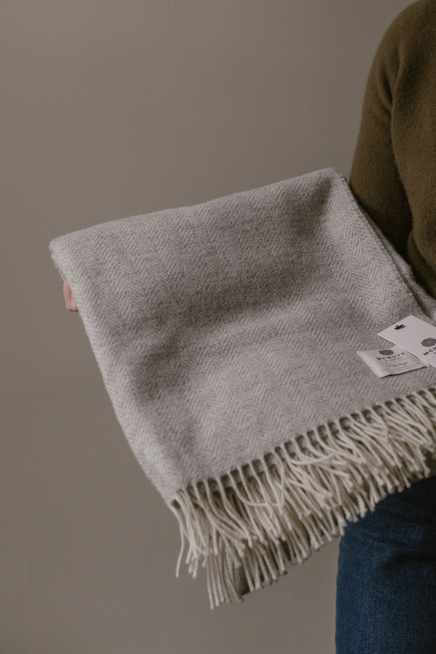 pale grey wool blanket handmade