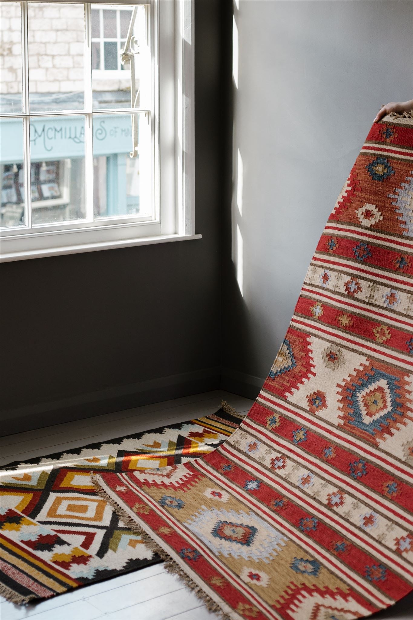 Handmade red kilim rug