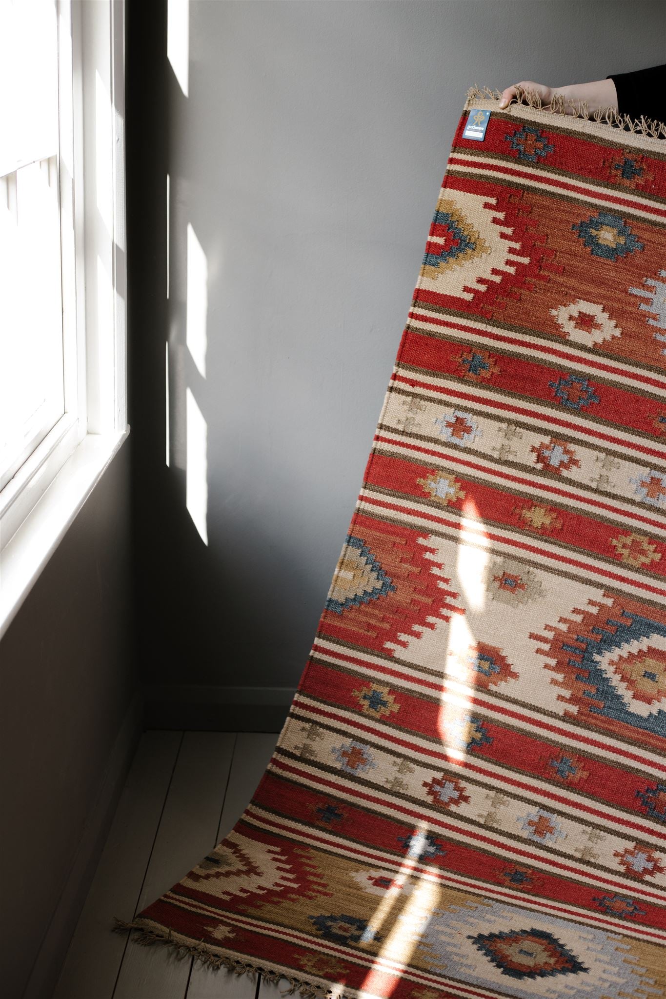Handmade red kilim rug