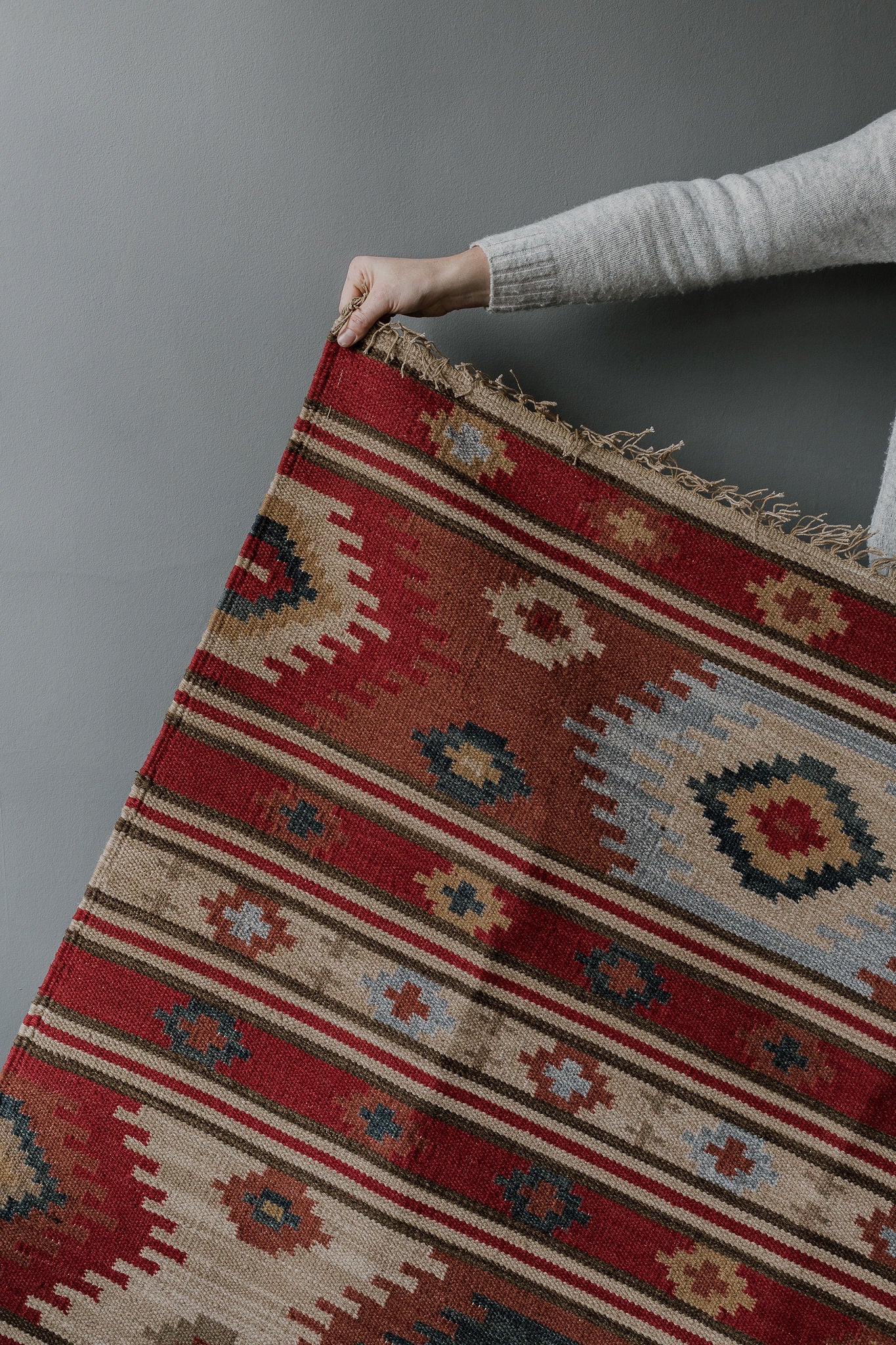 Handmade red kilim rug