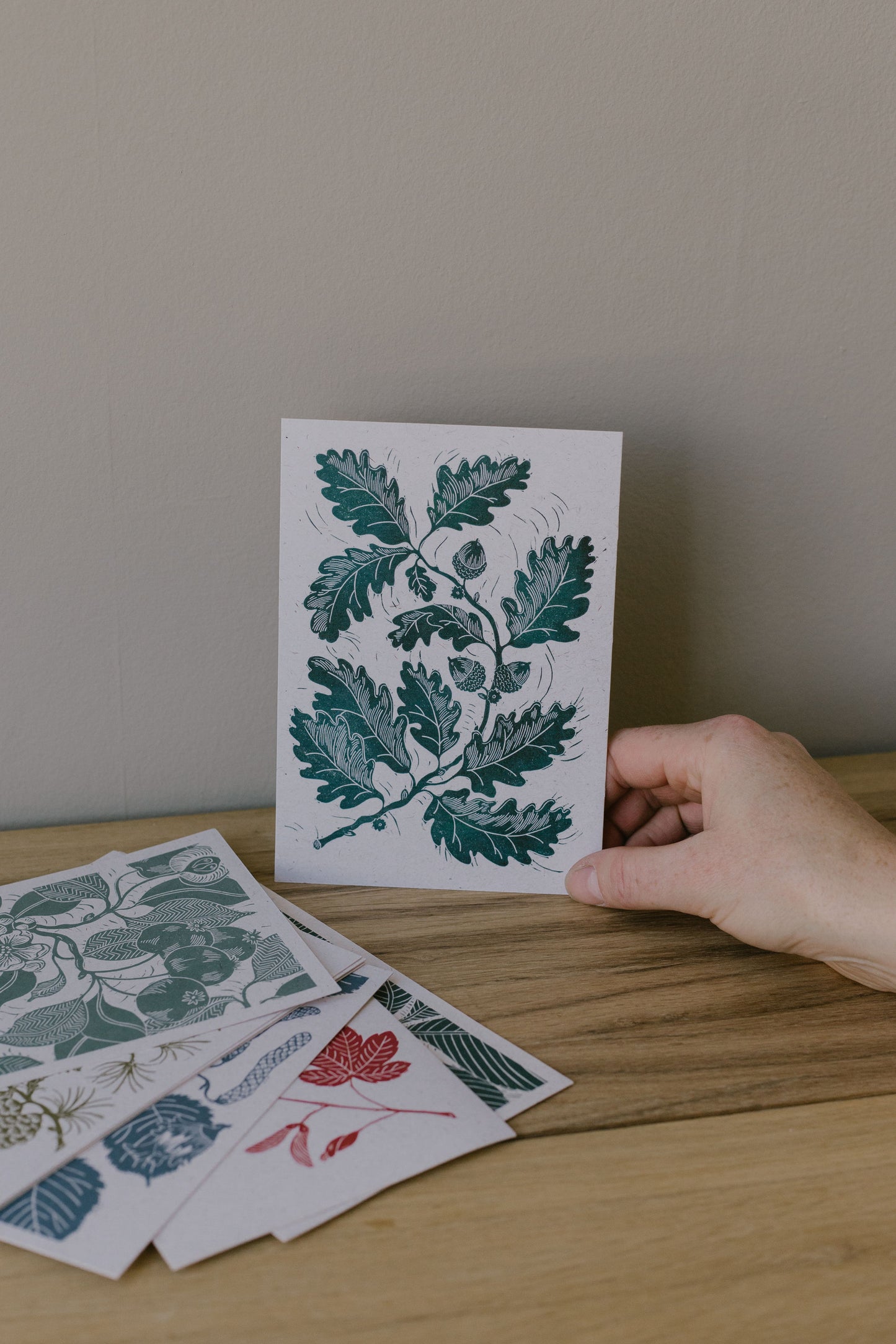isla middleton lino printed postcards of trees made in england