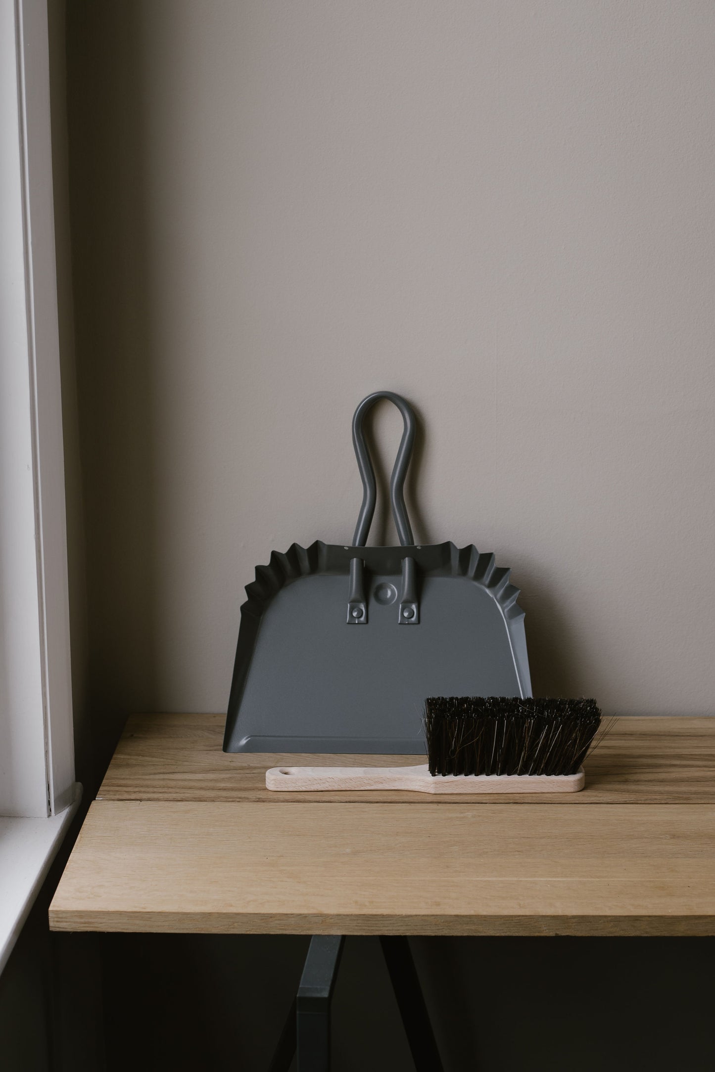 metal dustpan and brush