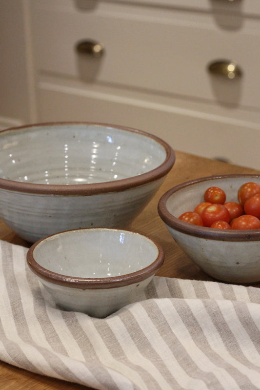 leach pottery bowl in dolomite glaze available in three sizes