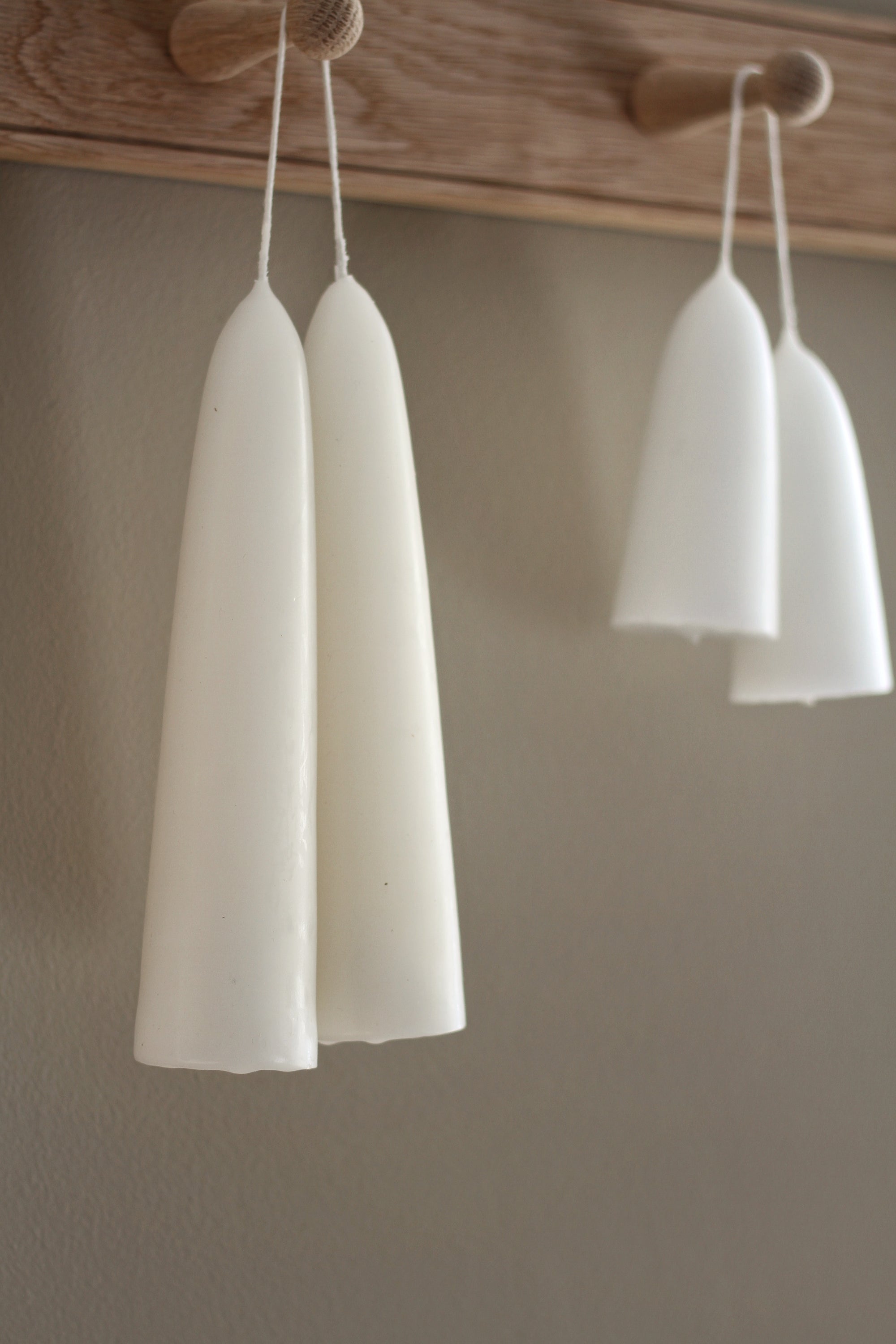 stubby candle sold as a pair white hand dipped